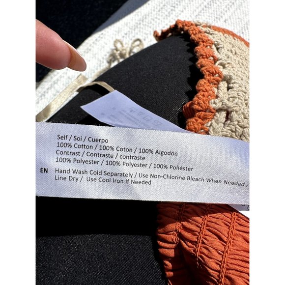 BOG Collective Top Medium Orange Cropped Crochet Halter Neck Twist 90's Womens - Picture 8 of 13